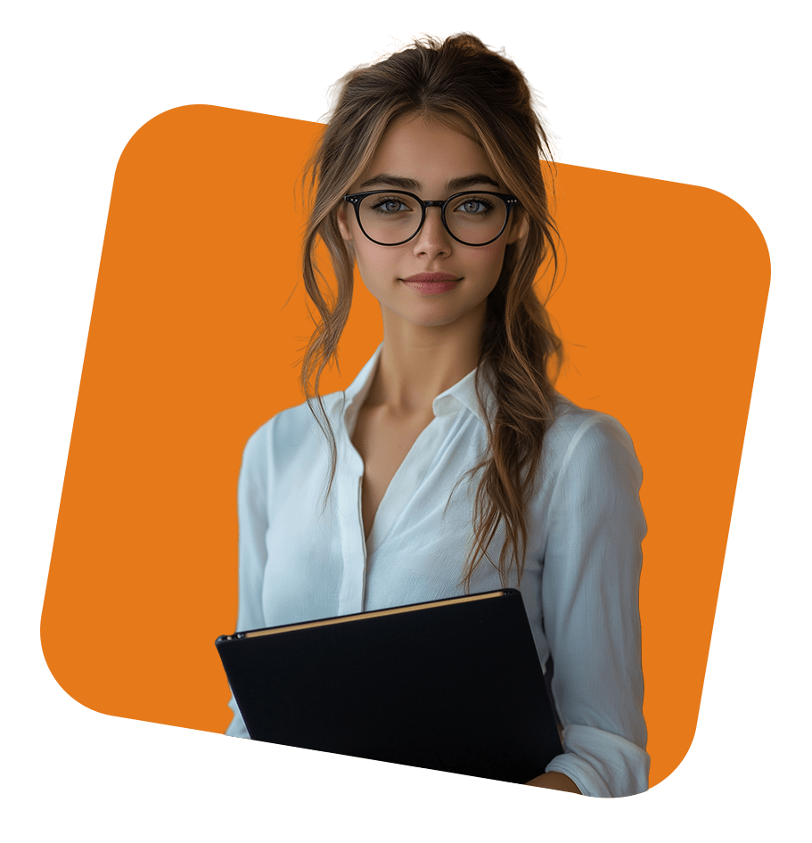 A girl holding a laptop in her hand